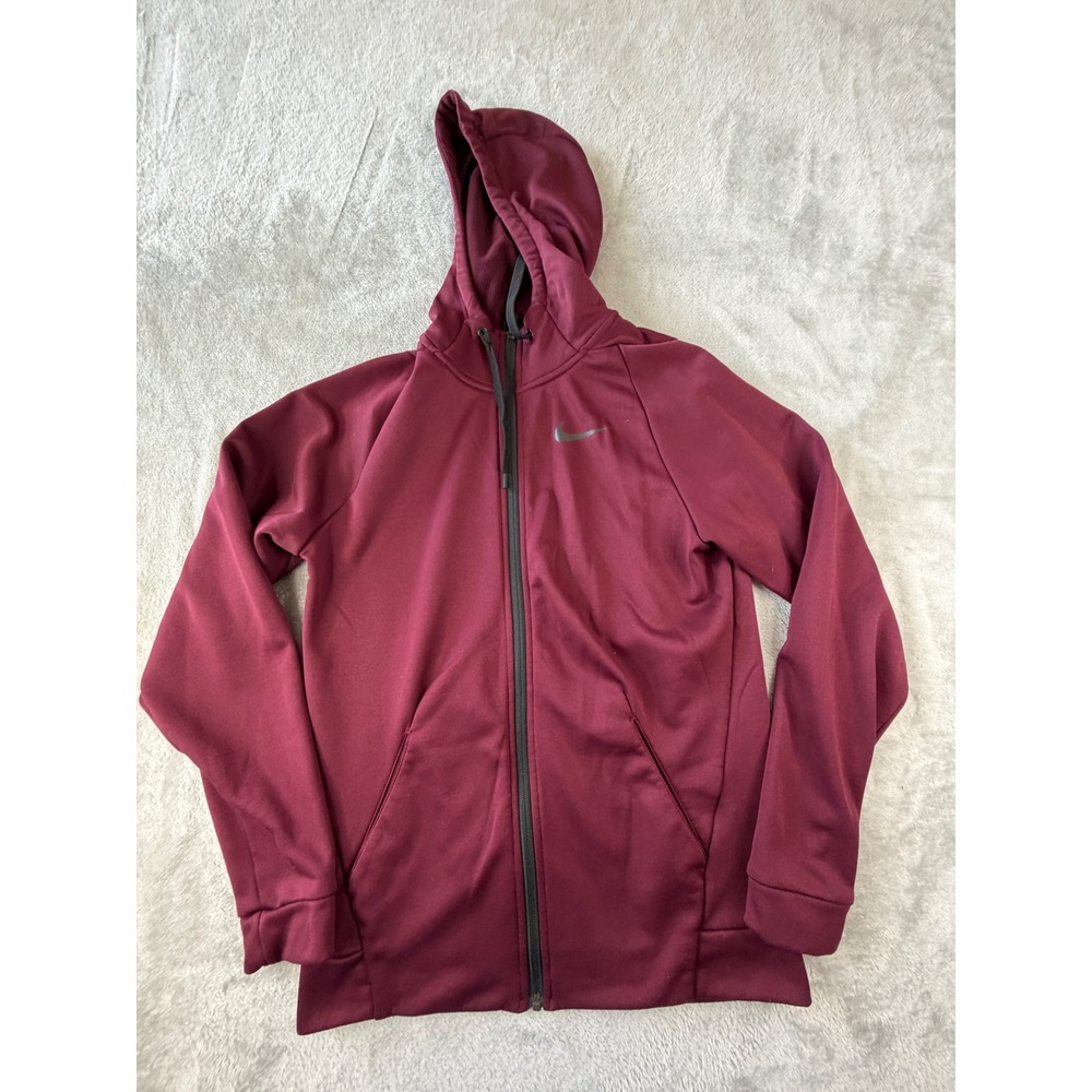 Nike Full Zip Hoodie Mens Size S Maroon Dri-FIT Training Jacket 931996-681